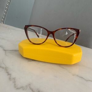 Swarovski Brown Cat-Eye Glasses with Yellow Case